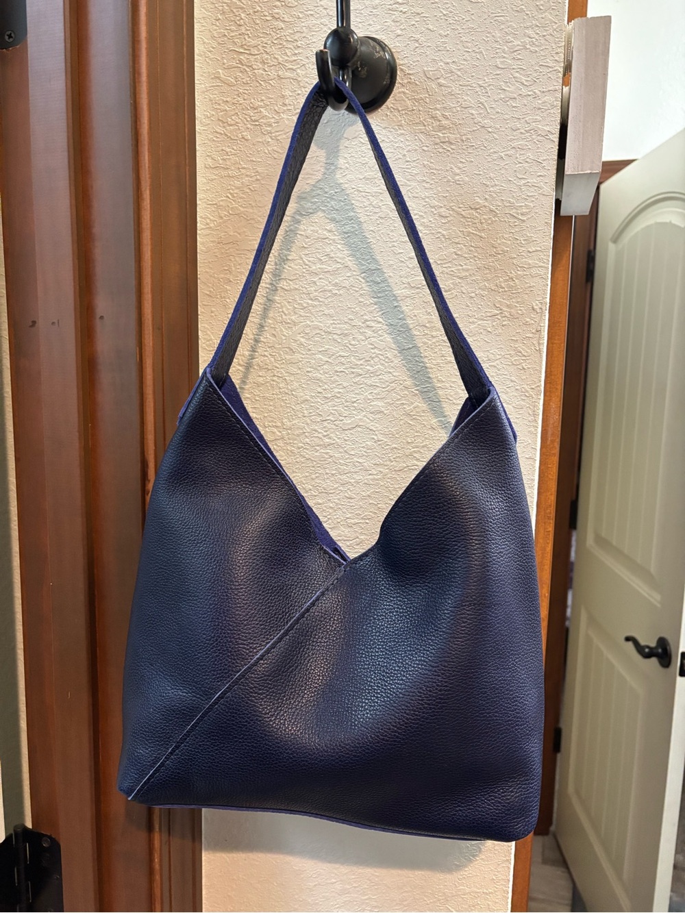 Portland Leather Navy Blue Shoulder Hobo Bag
